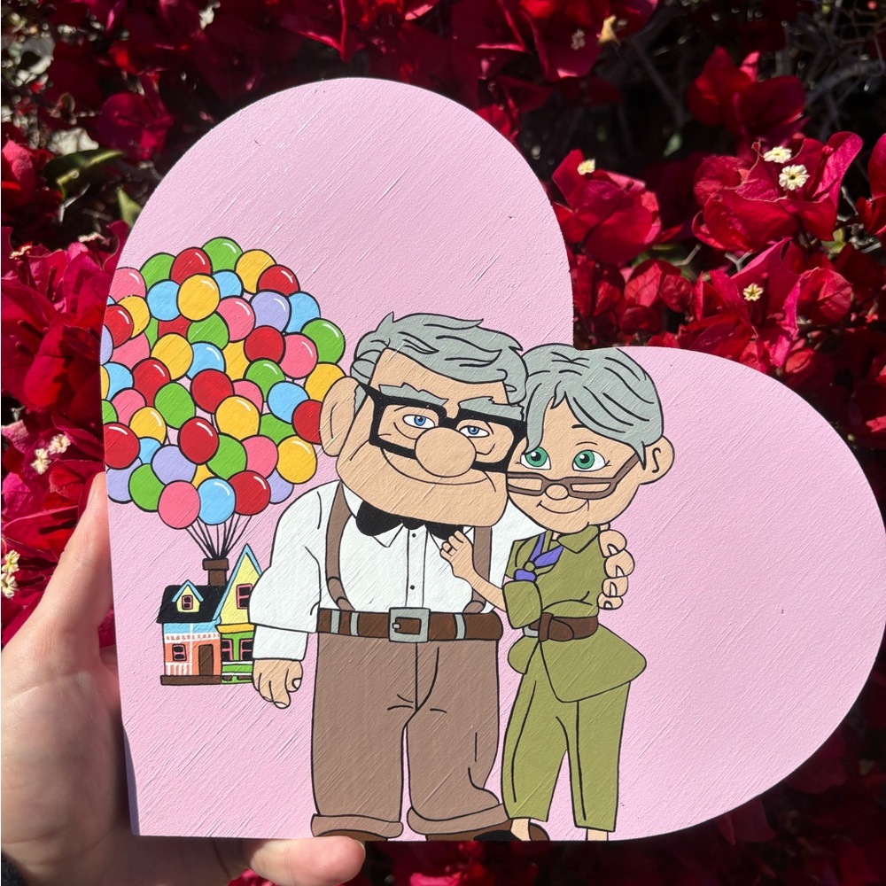 UP movie Carl and Ellie Handpainted Heart Decor